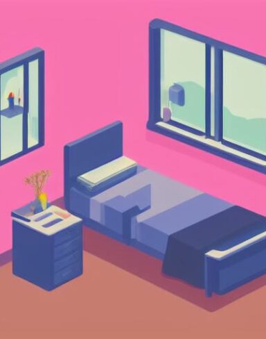 A bedroom with a bed and desk in it