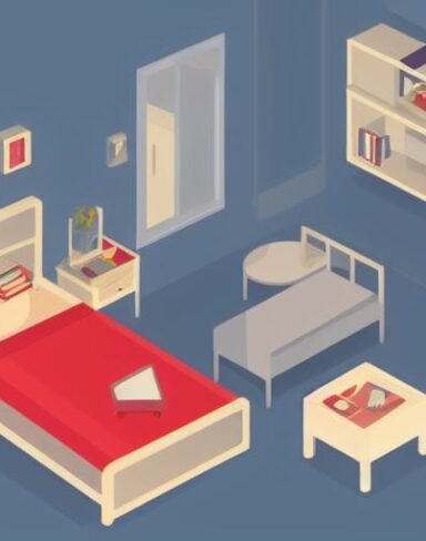 A bedroom with a bed and desk in it