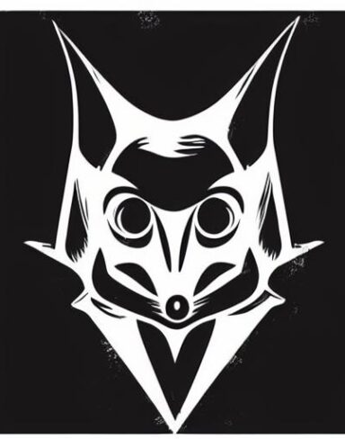 A black bat on a white background