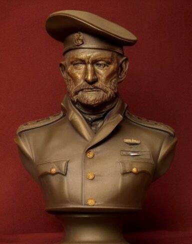 A bust of a man in a military uniform