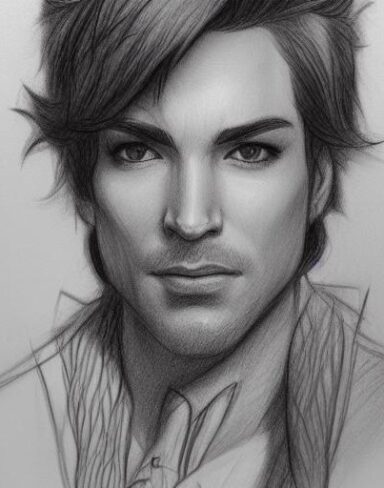 A close up of a drawing of a handsome guy