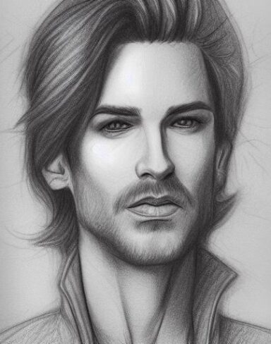A close up of a drawing of a nice looking man