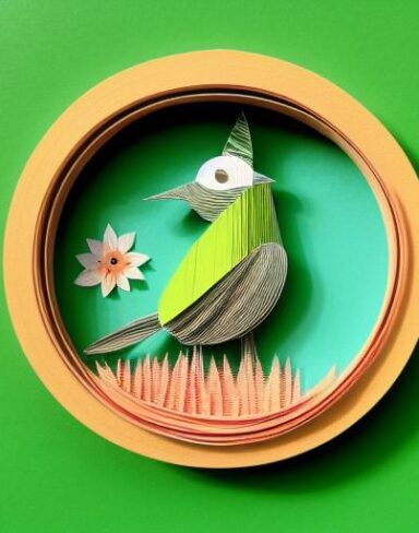 A detailed many layered paper art in a round frame