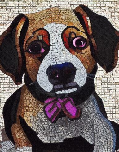 A mosaic of a puppy