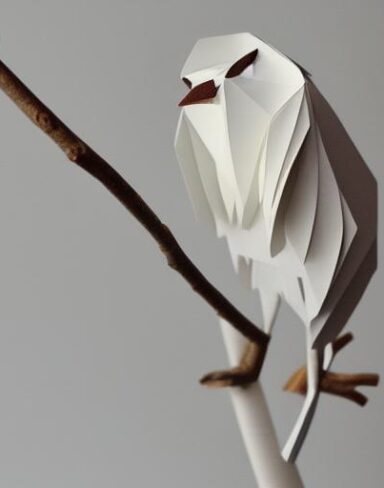 A paper cut of a bird sitting on a branch