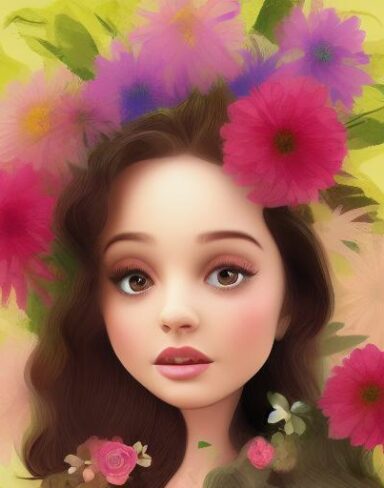 A person with a flower background
