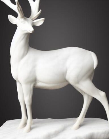 A sculpture statue of a deer