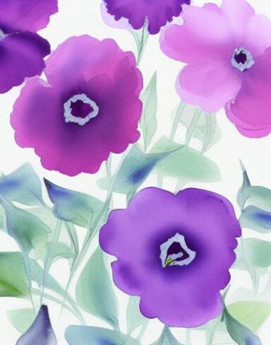 A watercolor painting of soft flowers on a white background by Sydney Carline