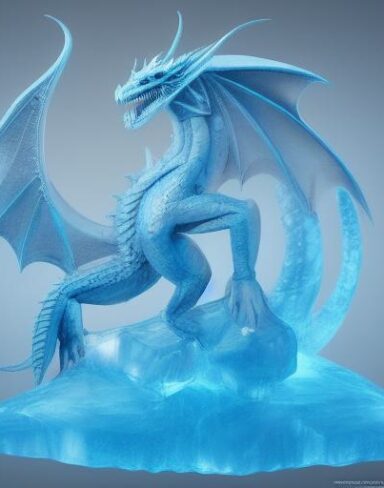 An ice sculpture of a dragon in ice