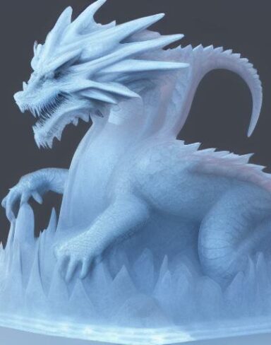 An ice sculpture of a dragon in ice