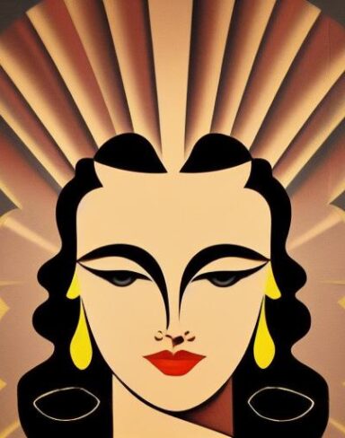 Art deco poster with a woman face