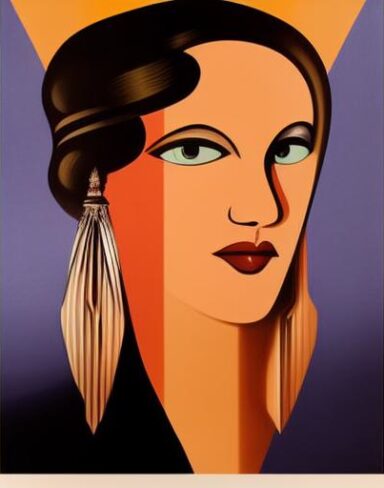 Art deco poster with a woman face