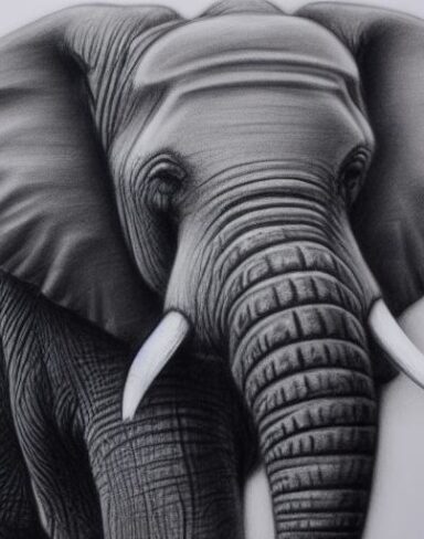 Charcoal art drawing of elephant