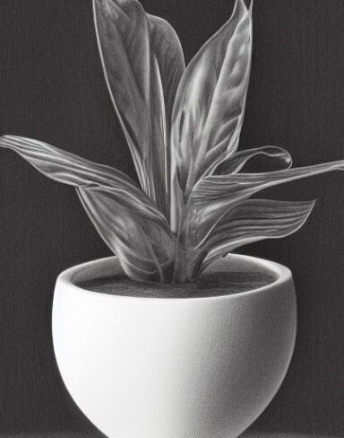 Drawing of a plant in the vase