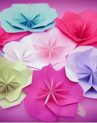 Paper flowers in many colors