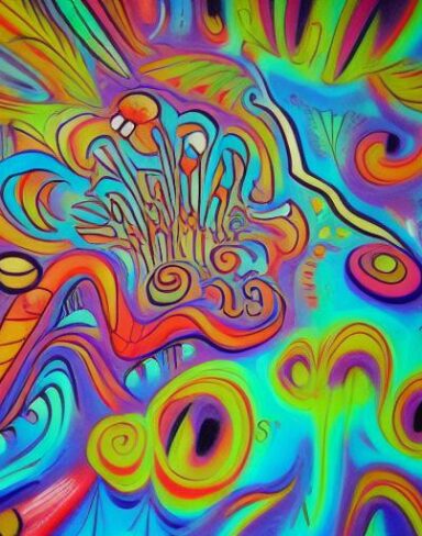 Psychedelic art of a wall painting