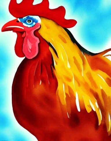 Rooster watercolor paint