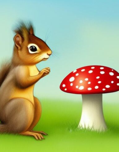 Squirrel and a mushroom