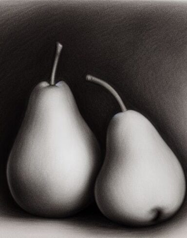 The art drawing of a pear and an apple
