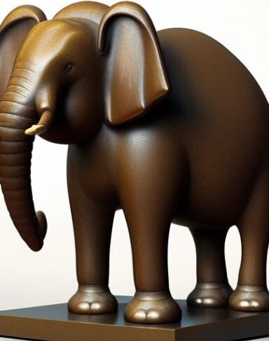 The bronze statue of an elephant animal
