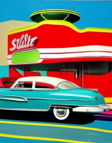 The car parked in front of a starlite diner