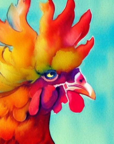 The watercolor painting of a rooster by Olga Boznańska
