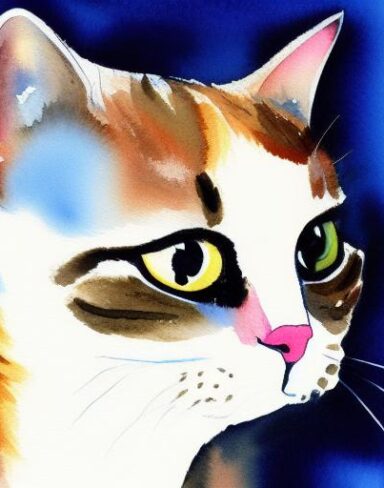 Watercolor painting of cat