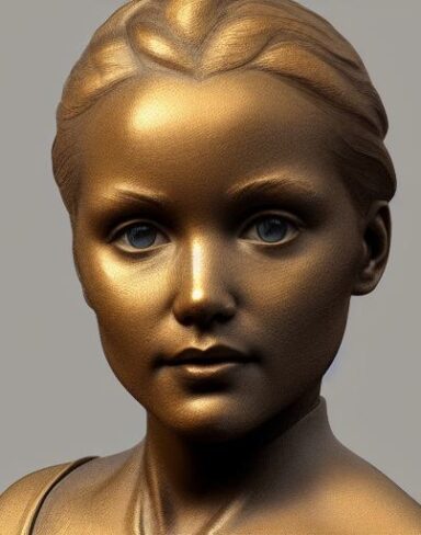 A bronze bust of a one girl