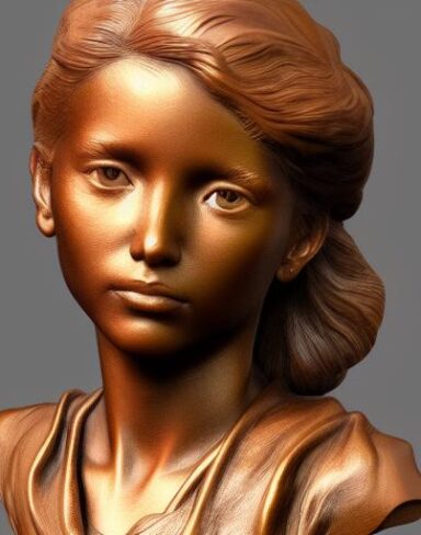 A bronze bust of one young lady