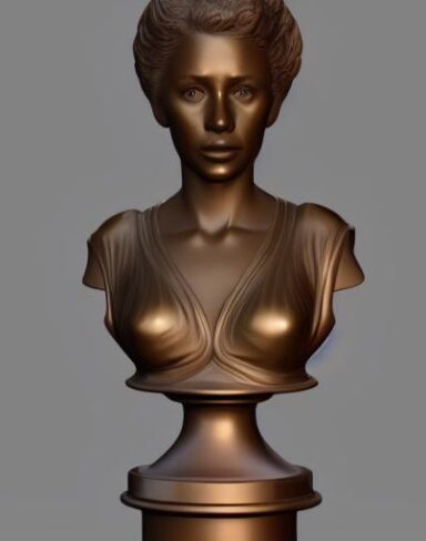 A bronze bust of young lady