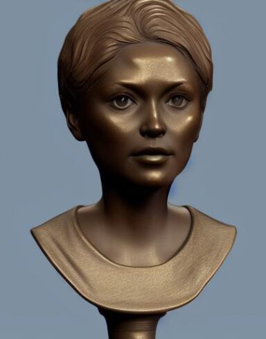 A bronze bust of young lady