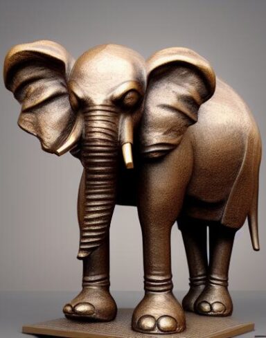 A bronze elephant statue