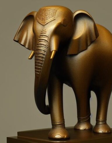 A bronze statue of an elephant