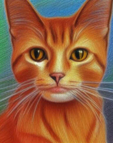 A crayon drawing of a cat