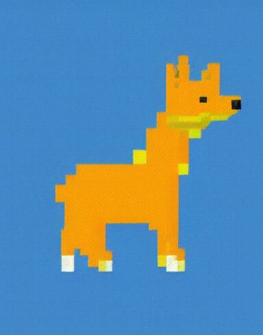 A deer in front of a blue background