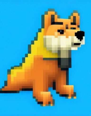 A dog with a blue background