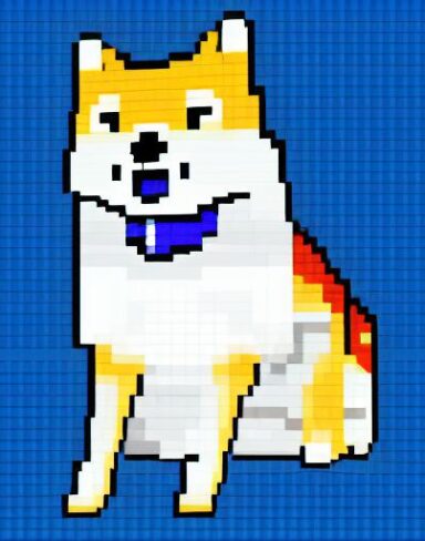 A dog with sitting with blue background