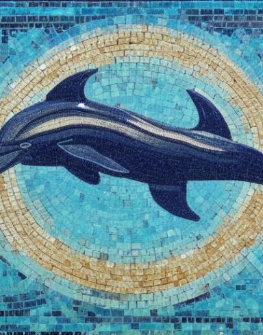 A dolphin swimming in the marine ocean inspired by Charles Ginner