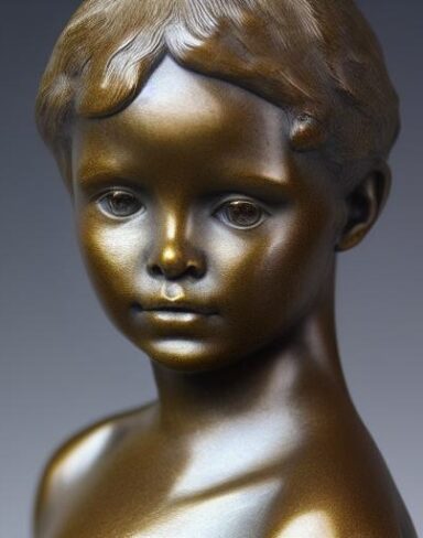 A girl bronze bust sculpture