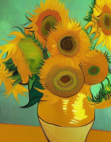 A painting of sunflowers