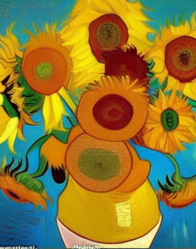 A painting of sunflowers