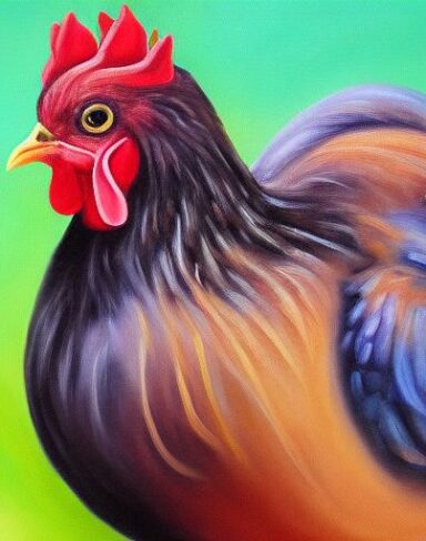 A painting of the hen animal