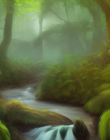 A stream running through a forest