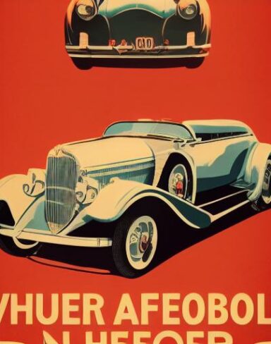 A vintage poster of vintage automobile