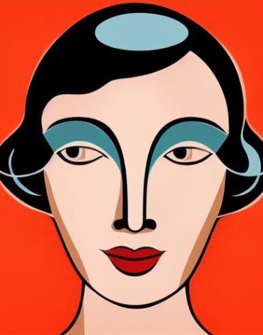 An art deco poster of a woman face