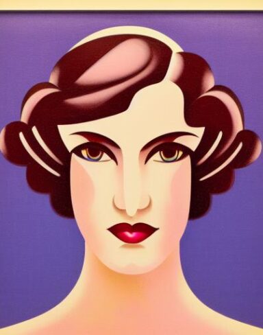 An art deco poster of a woman face