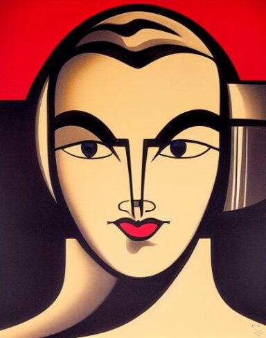 An art deco poster of a woman face