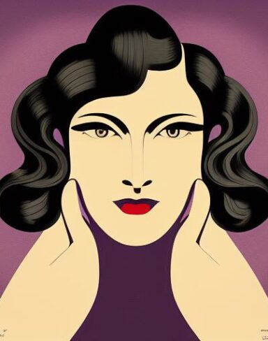 An art deco poster of a woman face