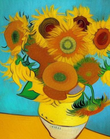 Art painting of sunflowers