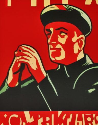 Communist propaganda poster of one man